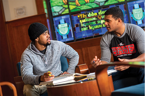 Justin Auguste ’20 (LEFT) and Alex Richardson ’19 are two of Assumption's The BASE scholars.